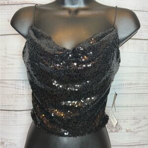 Black Alex & Sophia Sequin Crop